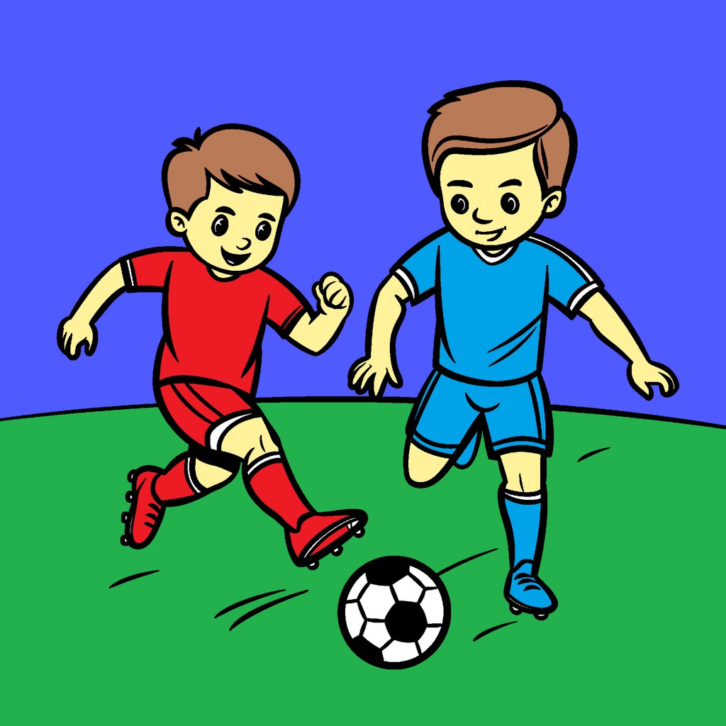 Obrázek, online omalovánka pro malé děti k vybarvení Fotbalisté, Lidé Obrázek, online omalovánka pro malé děti k vybarvení Fotbalisté, Lidé